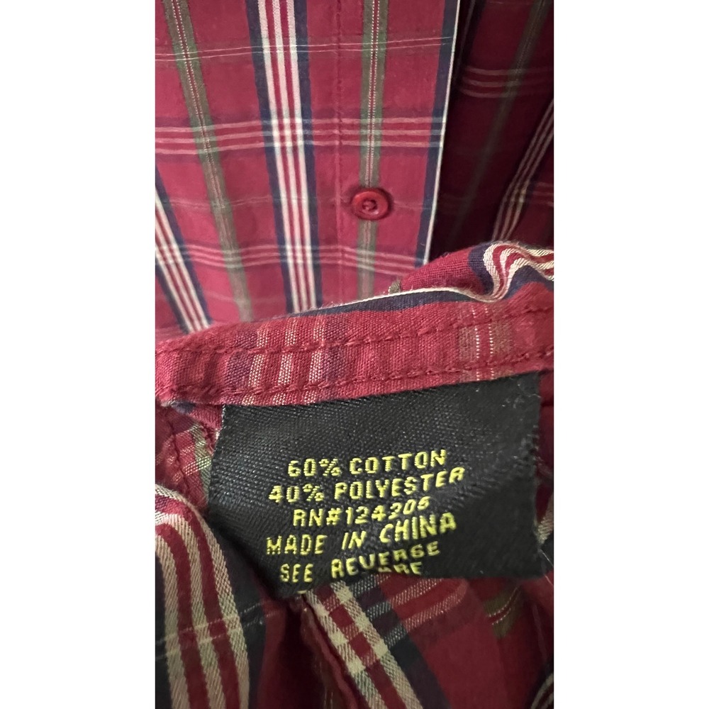 Work n Sport Mens Plaid Button Down Shirt 📍Lot of 2📍Red Brown XLT Long Sleeve - Picture 11 of 11